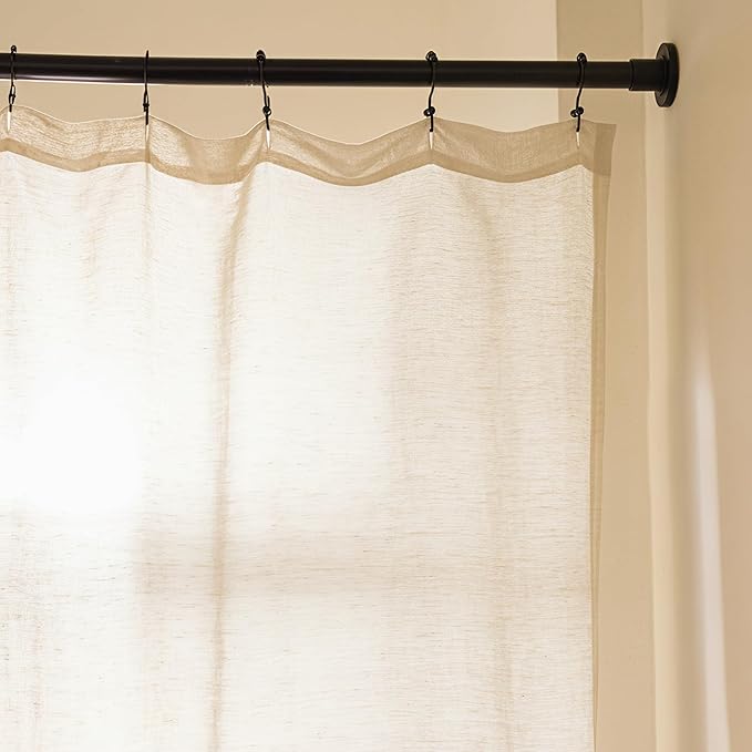 Preston Lane Stonebridge Linen Cotton Shower Curtain, 72" x 72" – 67% Linen 33% Cotton Blend, Fabric Bathroom Curtain with Reinforced Holes with Stitching, Made in Portugal, Alabaster