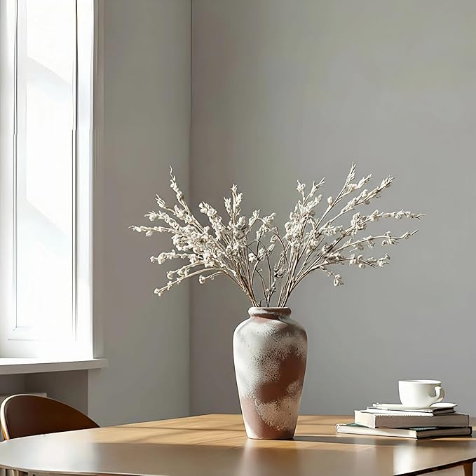 NEBRYX Large Ceramic Vase, 11 inch Minimalist Vase for Home Decor, Handmade Farmhouse Flower Vase for Table Centerpiece, Wedding, Living Room, Kitchen Decoration, Shelf Decor (Rust)
