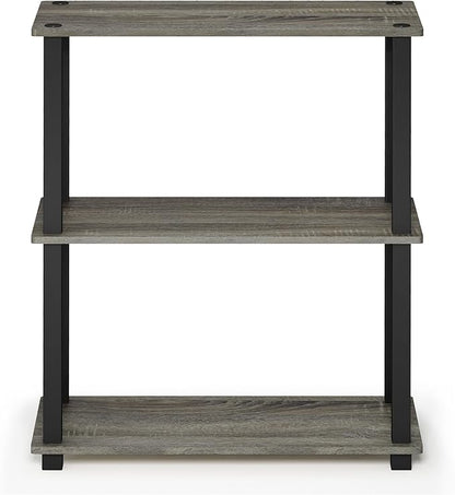 Furinno TURN-S-TUBE Storage Shelves, 3-Tier Book Shelf, Corner Shelf, Toolless Open Shelves, for Organization and Storage, Living Room, Garage, Home Office, French Oak