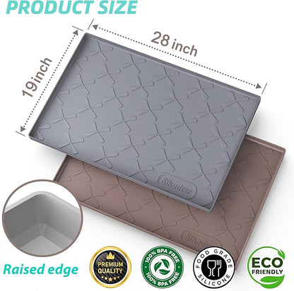 SIKADEER 28" x 19" Under Sink Mat Waterproof, Silicone Mat Kitchen Drawer Shelf and Cabinet Liner, Sink Protector for Kitchen Organizers and Storage, Boot Tray Pet Food Mats