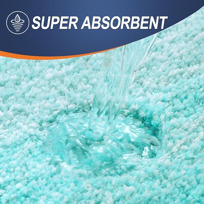 OLANLY Luxury Toilet Rugs U-Shaped 24x20, Extra Soft and Absorbent Microfiber Bathroom Rugs, Non-Slip Plush Shaggy Bath Mat, Machine Wash Dry, Contour Bathroom Mats for Toilet Base, Teal