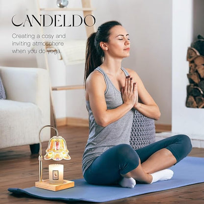 Candeldo Candle Warmer Lamp with Timer: Iridescent Flower Candle Warming Lamp with 2 Bulbs Height Adjustable Wax Warmer Dimmable Home Decor Mom Birthday Gift for Women