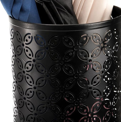 Hacaroa Metal Round Umbrella Stand Rack, Free Standing Umbrella Holder Bin, Canes Walking Sticks Holder for Entryway, Home, Office, Black