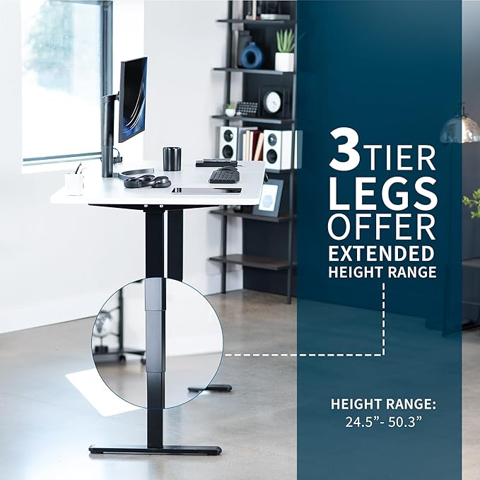 VIVO Electric 71 x 36 in Dual Motor Sit Stand Desk, Memory Height Adjustment, 2B Series, White Top Black Frame, DESK-KIT-2B7W-36