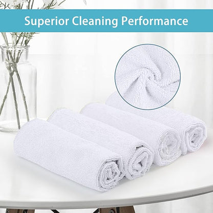 HOMEXCEL White Microfiber Cleaning Cloth 400 Pack, Microfiber Towel for Cars, Lint Free, Scratch-Free, Highly Absorbent, and Cleaning Rags for House, Window and Glass, Cars, TV Screen 11.5 X11.5 inch