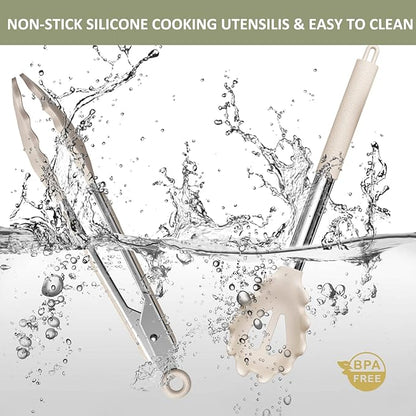 Stainless Steel Kitchen Cooking Utensil Set, Umite Chef 15 pcs Utensils - Nonstick Cookware Set Spatula -Kitchen Gadgets Tools Gift