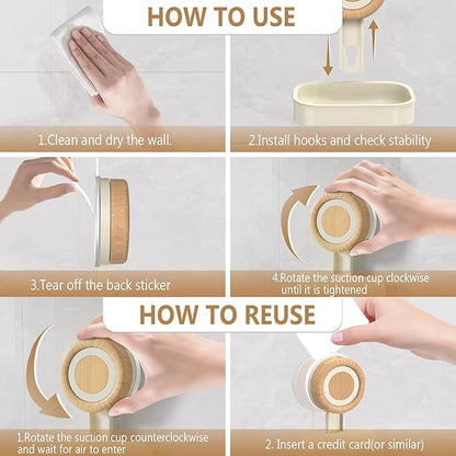 Double Layer Soap Dish for Shower 2 Pack, Wall Mounted Bar Soap Holder Suction Cup 2 Layer Self Draining Soap Case Sponge Holder for Shower Bathroom, Tub and Kitchen Sink, Drill-Free Tray