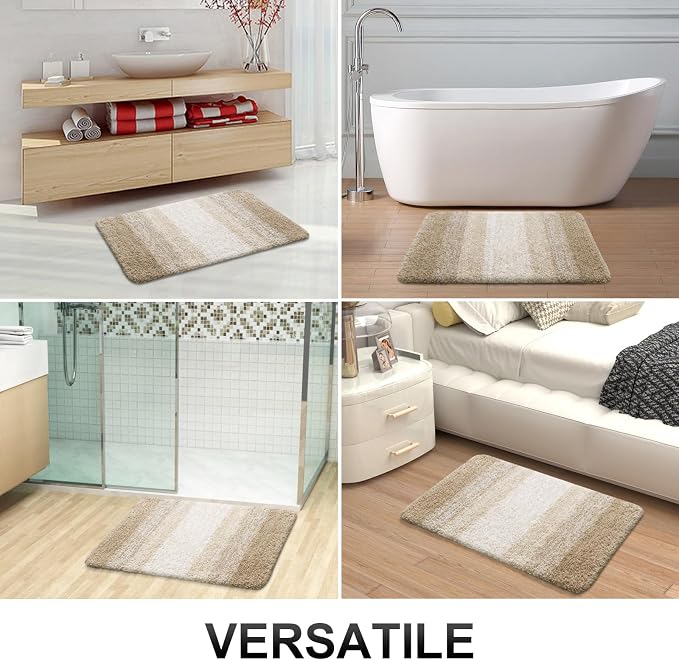 OLANLY Large Bathroom Rugs Mat 45x27, Extra Soft Absorbent Microfiber Bath Rugs, Rubber Backing, Quick Dry, Machine Washable Bath Mats for Bathroom Floor, Tub and Shower, Home Decor Accessories, Tan