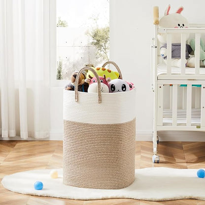 Artfeel Laundry Basket,Woven Cotton Rope Laundry Hamper,40L Versatile Storage for Dirty Clothes,Baby Toys,and Blankets in Bathroom, Nursery,and Living Room