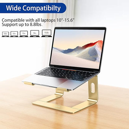 BESIGN LS03 Aluminum Laptop Stand, Ergonomic Detachable Computer Stand, Notebook Riser, Laptop Mount Compatible with Air, Pro, Dell, HP, Lenovo More 10-15.6" Laptops, Gold