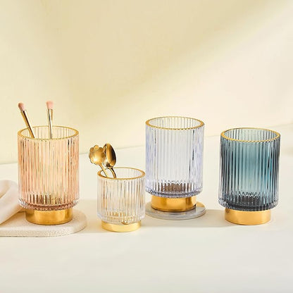 Makeup Brush Holder Organizer,Toothbrush Holders,Desk Pen Pencil Holder,Multifunctional Vintage Glass Brush Cup(A3-21-US)