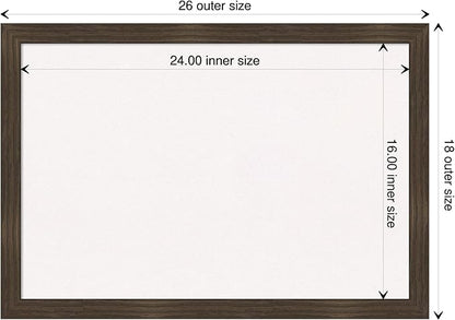 Amanti Art White Cork Board for Wall, 18x26 Vision Board with Brown Wood Frame, Medium Corkboard Office Decor for Home Organization, Casual Corkboard Pinboard to display items for home organization