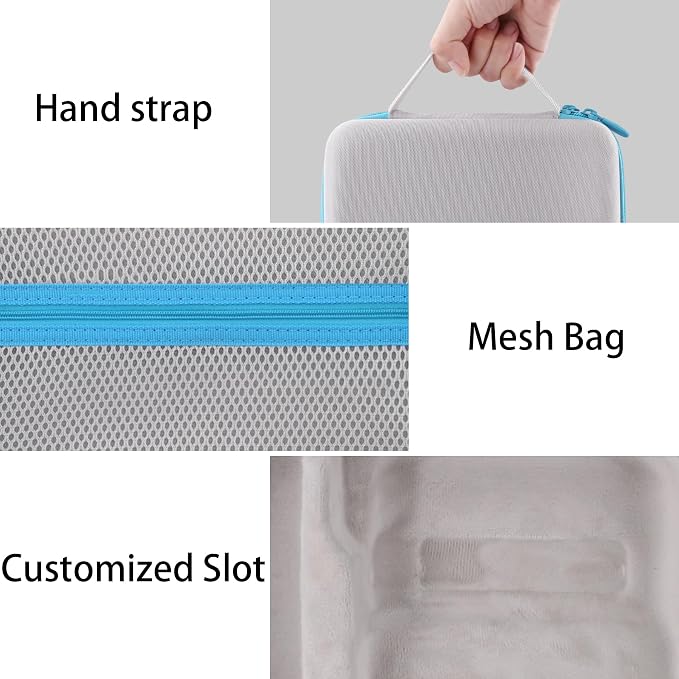 Label Printer Case Compatible with Brother P-Touch PT-N10 Personal Handheld Label Maker(Gray Case,Blue Zipper)