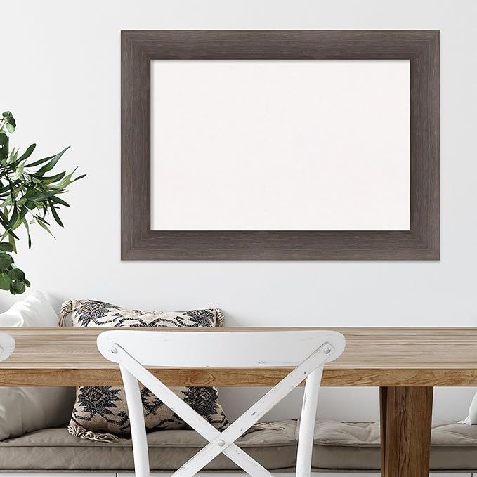 Amanti Art White Cork Board for Wall, 21x29 Vision Board with Brown Wood Frame, Medium Corkboard Office Decor for Home Organization, Country Rustic Corkboard Pinboard to Display Items for Home