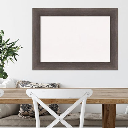 Amanti Art White Cork Board for Wall, 21x29 Vision Board with Brown Wood Frame, Medium Corkboard Office Decor for Home Organization, Country Rustic Corkboard Pinboard to Display Items for Home