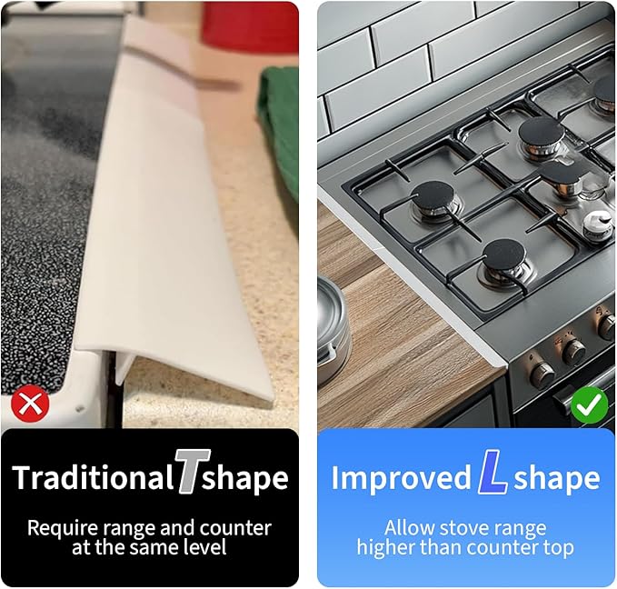 Stove Gap Covers Stainless Steel, 2 Pack, Stove Gap Filler, Stove Gap Guard, Range Trim Kit, Heat Resistant, Easy Clean, Retractable, Length 13.8” to 27.5”