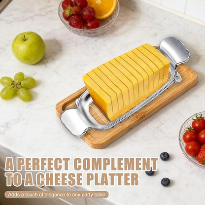 lasuroa Stainless Steel Cheese Cutter and Butter Slicer - Multifunctional Kitchen Food Tool for Block Cheeses and Butter
