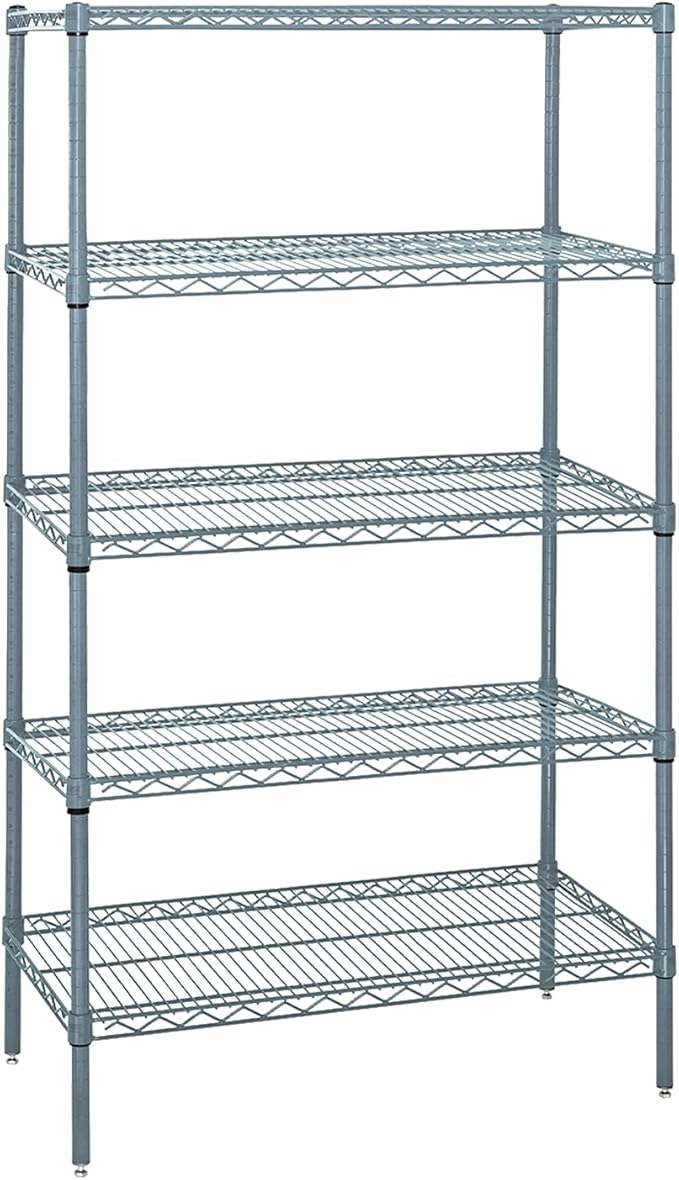 Quantum Storage Systems WR74-3036GY-5 Wire Shelving 5 Shelf Starter Units, 30" x 36" x 74", Gray Epoxy