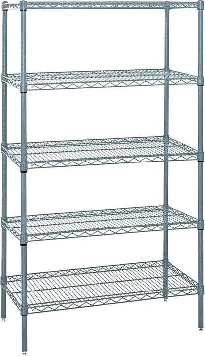 Quantum Storage Systems WR74-3036GY-5 Wire Shelving 5 Shelf Starter Units, 30" x 36" x 74", Gray Epoxy