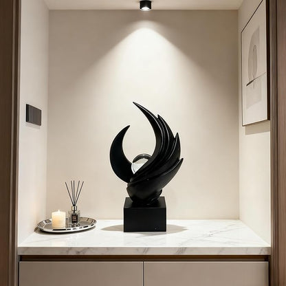 AWNR Gold Abstract Sculpture House Decor Aesthetic - Home Décor Accents for Nightstand, Shelves, Dining Room, Entryway Table, Office, Desk Accessories (Black B)