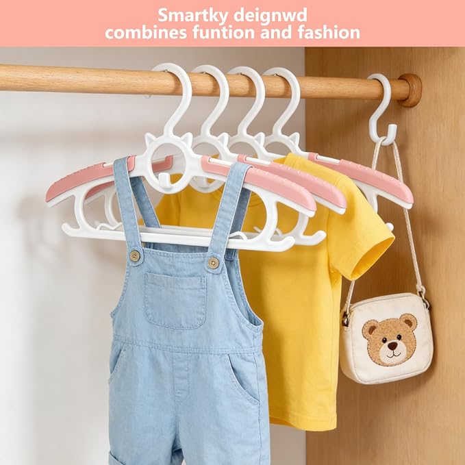 Baby Hangers for Nursery Closet,Infant Hanger 20 Pink Non-Slip and Extendable Plastic Children's Newborn Baby Hanger 11"-14" Adjustable Children Coat Hanger for Girl Boy Toddler Kids Child