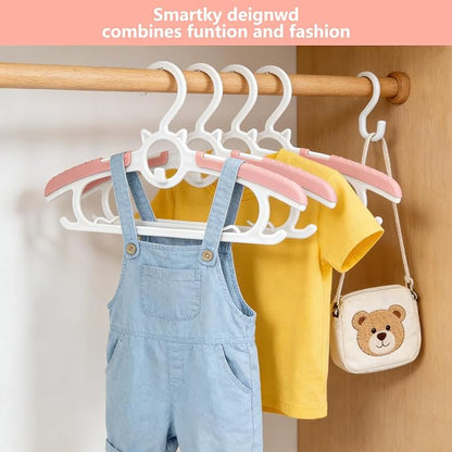 JSF Baby Hangers,30 Pack Baby Clothes Hangers for Closet Kids,Save Space Plastic Hangers Toddler Infant Nursery Child Small Children(Pink)