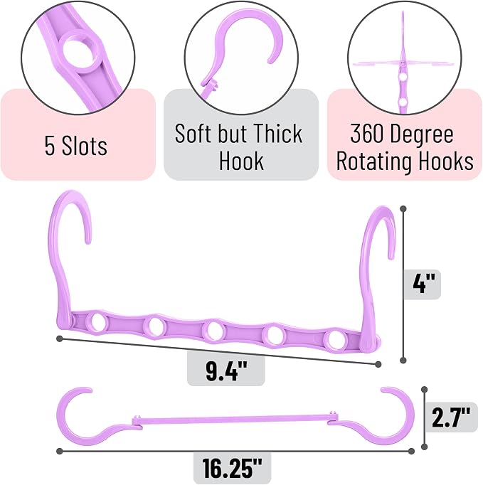 Mr. Pen- Space Saving Hangers, 8 pcs, 360° Rotating Hooks, Magic Cascading Hanger Organizer with 5 Enclosed Slots, Closet Organizers and Storage for Clothes, College Dorm Room Essentials