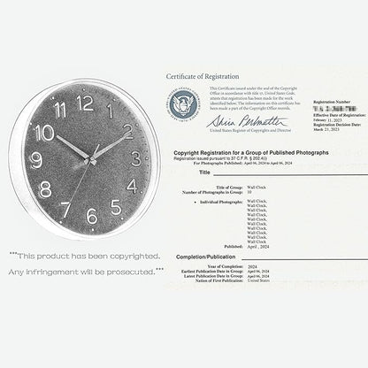 Roymnie Wall Clock 14 Inch Silent Green Wall Clocks Battery Operated- Modern Non Ticking Analog Clock Decorative for Living Room Bedroom Office Kitchen(Gold)