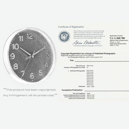 Roymnie Wall Clock Green, 10 Inch Silent Wall Clocks Battery Operated-Modern Non Ticking Analog Clock Decorative for Kitchen Bedroom Office Bathroom(Gold)