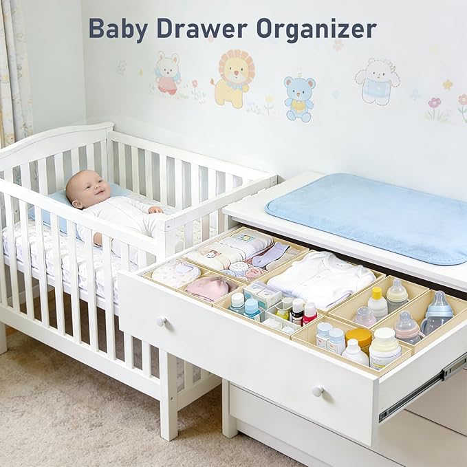 DIMJ Drawer Organizer Clothes 28 Pack - Foldable Baby Organizers and Storage Dresser Organizer for Bedroom, Closet Nursery Organization Dresser Dividers for underwear, Sock, Bra, Belt, Tie