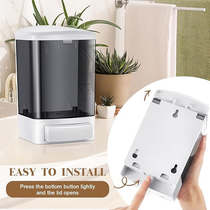 Hushee Manual Soap Dispenser 33.8oz / 1000ml Kitchen Bathroom Plastic Refillable Wall Mounted Commercial Soap Dispenser for Liquid Containers Shampoo Gel Chamber Hotel Restaurant(Black)