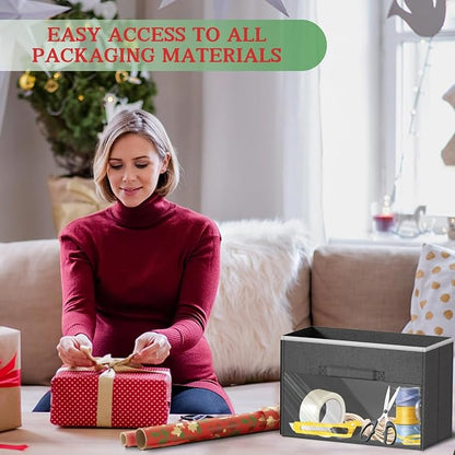 Ofiray-home Over Door Wrapping Paper Organizer Storage with 5 Removable Drawers & 2 Large Side Pockets for Gift Wrap Rolls Wrap Storage for Ribbons, Bows, Ornaments and Tools