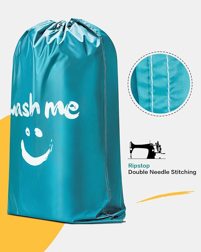 HOMEST 2 Pack XL Wash Me Travel Laundry Bag, Dirty Clothes Organizer, Large Enough to Hold 4 Loads of Laundry, Easy Fit a Laundry Hamper or Basket