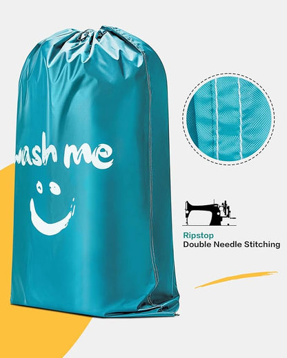 HOMEST 2 Pack XL Wash Me Travel Laundry Bag, Dirty Clothes Organizer, Large Enough to Hold 4 Loads of Laundry, Easy Fit a Laundry Hamper or Basket