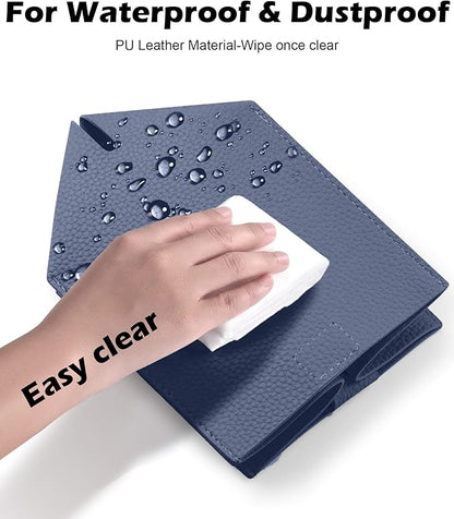 Tclouda Tissue Box Cover for PU Leather, Modern Simple Solid Color Holder Square Tissue Bag, Ideal for Bathrooms,Office,Car,Outdoor Tent,Dining Table,5"X5"X5", Double Navy Blue