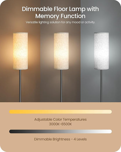 Dimmable Floor Lamp for Living Room with RGB Colors, Color Changing Ambient Lighting, Corner Standing Lamp for Bedroom - Remote, Foot Switch, Timer, Warm Cool White, 10W Smart Bulb Included RE06LD05W1