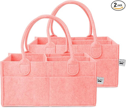 Mr. Pen- Baby Diaper Caddy Organizer, 2 Pack, Pink, Nursery Storage Bin and Car Organizer for Diapers and Baby Wipes