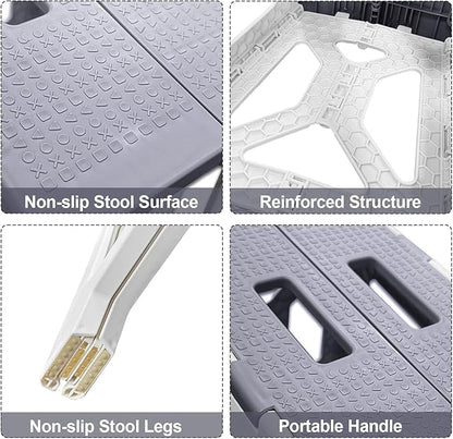 Shower Stool for Shaving Legs, 1 Pack Foot Rest Folding Stool Step to Shave Legs Shaving for Inside Shower Foldable Small Waterproof Plastic Corner Gray White