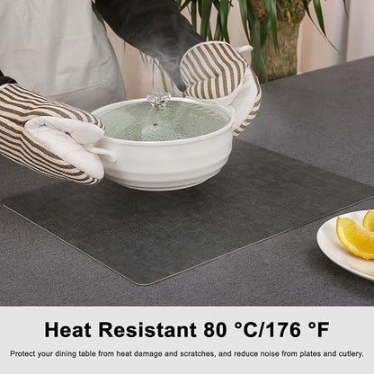 Myir JUN Reversible Vinyl Placemats Set of 4, Faux Leather Place Mats Dual Sided Waterproof Oilproof Wipeable, Heat-Resistant Table Mats for Kitchen Dining Indoor Outdoor (12" x 17", Light Gray Gray)