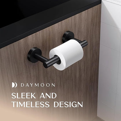 Day Moon™ Matte Black Toilet Paper Holder - Wall Mount Modern Roll Holder for Bathroom