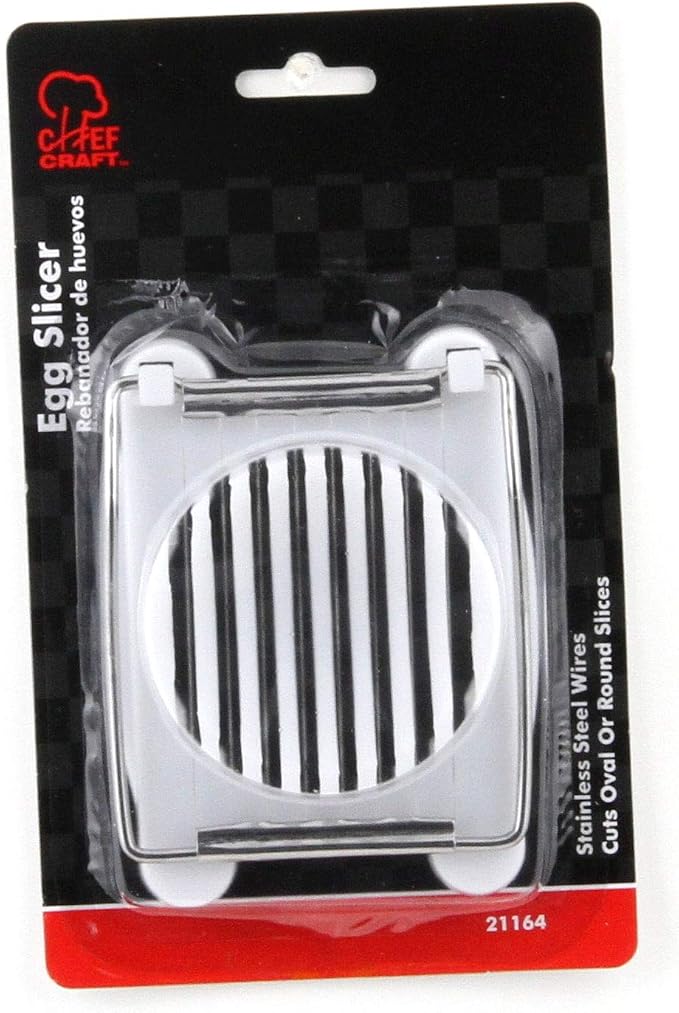 Chef Craft Basic Plastic Egg Slicer, 4 inches in length 8 stainless steel wires, White (Pack of 3)