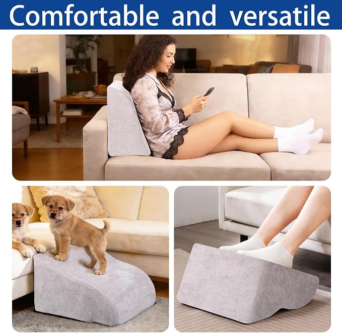 Foot Rest for Under Desk at Work, Ergonomic Under Desk Footrest with Washable Cover for Office, Home & Gaming Leg Elevation Pillow Light Gray