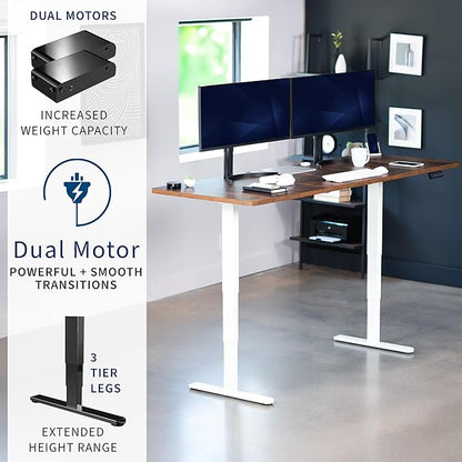 VIVO Electric 83 x 30 in Dual Motor Sit Stand Desk, Memory Height Adjustment, 2B Series, Rustic Vintage Brown Top White Frame, DESK-KIT-2W8N