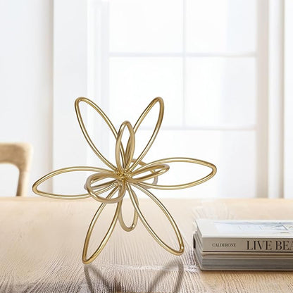 Gold Metal Sculpture Decoration Geometric Sphere Decor Modern Abstract Cube Figurine Ball Statue Centerpiece for Home Decor Accent Living Room Office Shelf Bookshelf Tabletop Decorative