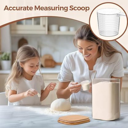 ComSaf 3.6 Qt Glass Food Storage Containers Set of 2, Large Storage Containers with Lids, Square Glass Jars with Lids, for Flour and Sugar, Cereal, Rice, Pasta, Oats, Coffee Beans
