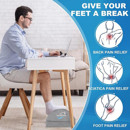Foot Rest for Under Desk at Work, Foot Stool with Washable Cover, Comfortable Office Desk Accessories, Footrest with 3 Adjustable Heights, for Offices Gaming Chair, for Leg Support, Gray