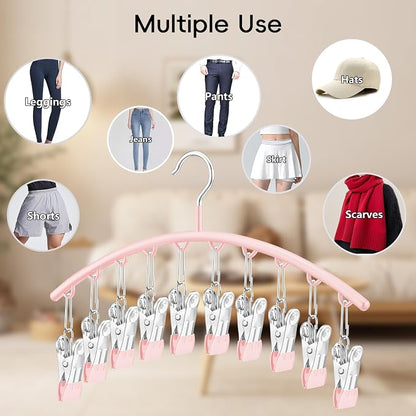 TomCare 360° Swivel 2 Pack Tank Top Hanger and 2 Pack Leggings Organizers Space Saving Sport Bras Organizer Metal Yoga Pants Hangers with 20 Clips Hanging Closet Organizers and Storage, Pink