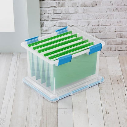 Sterilite 12-Pack Gasket Box, Weather-Resistant Storage Bins with Latching Lids, 32 Quart - Heavy-Duty Organizing Containers for Closet, Bathroom, and Office