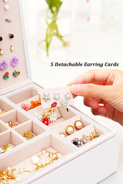 QBestry Jewelry Box for Earrings, Teen Girls Jewelry Organizer Box Earring Holder Organizer for Girls Jewelry Box Stud Earring Organizers for Girls Earrings Jewelry Boxes for Women Bling