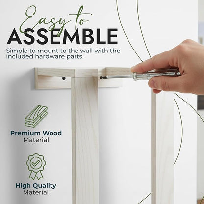 RELODECOR Blanket Wall Rack – Decorative Farmhouse Style Wooden Ladder – Rustic Quilt & Towel Holder – Wall Mounted Storage Rack for Living Room, Bedroom & Bathroom – Stylish White Design